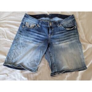 Vigoss Women’s Jean Shorts Bling Embroidered American Flag Tag Denim